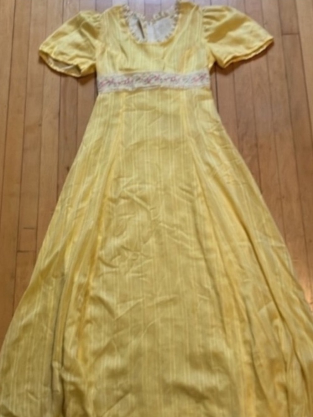 Vintage Homemade Butter Sunshine Yellow Formal Cottage Core Maxi Dress